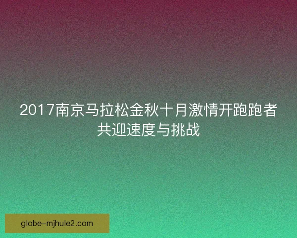 2017南京马拉松金秋十月激情开跑跑者共迎速度与挑战